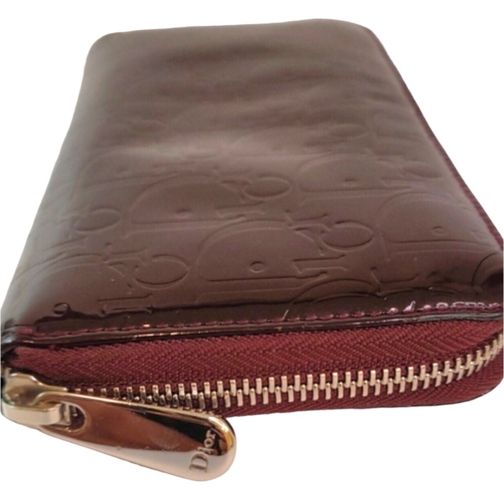 Dior Bordeaux Trotter Patent Leather Long Zippy Wallet COA - Picture 6 of 16